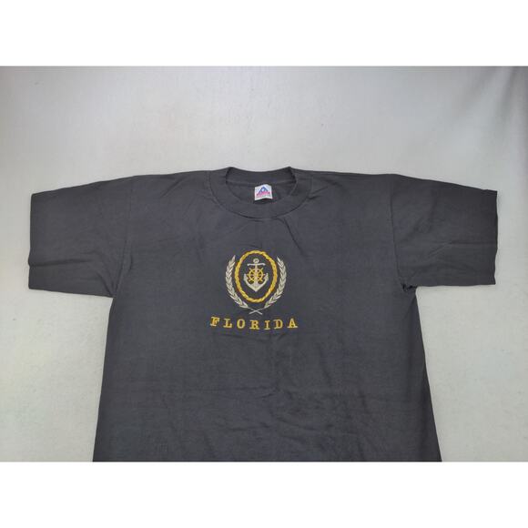 Alstyle Apparel Florida T Shirt Size L Black Embroidered Anchor Naval - Picture 3 of 10